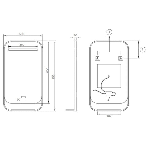 Espejo CONCEPT con cargador wireless integrado RDM Madrid LEDIMEX