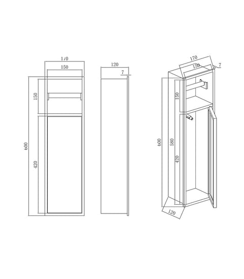 Hornacina EGEAN 17x60cm para escobillero MEDIMEX RDM Rincón del Mueble Madrid