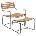Conjunto de sillón bajo con reposabrazos y reposapiés de teca SURPRISING de la marca francesa Fermob. Comprar Fermob online. Rincón del Mueble